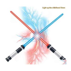 Auto DVR Andere evenementenfeestjes 2 PCS Telescopische lichtzwaard speelgoed Shining Sword Cosplay Lighting Music Star Laser Swords Children Boys Y Dhguv