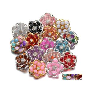 voiture dvr Autres composants de bijoux de bouton pression de mode Colorf Acrylique Perle Fleur 18Mm Boutons pression en métal Fit Bracelet Bracelet Noosa Sh007 Dro Dhztr