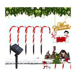 Auto DVR Andere feestelijke feestbenodigdheden Solar Cane Light One Drag Four Five Candy Lights Christmas Decoration Led Holiday Drop Delivery Home G DHHLI