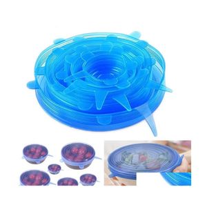 voiture dvr Autres outils de cuisine 6Pcs / Set Sile Stretch Suction Pot Couvercles Réutilisable Fresh Kee Wrap Joint Couvercle Pan Er Stopper Erkitchen Drop Delivery H Dhlam