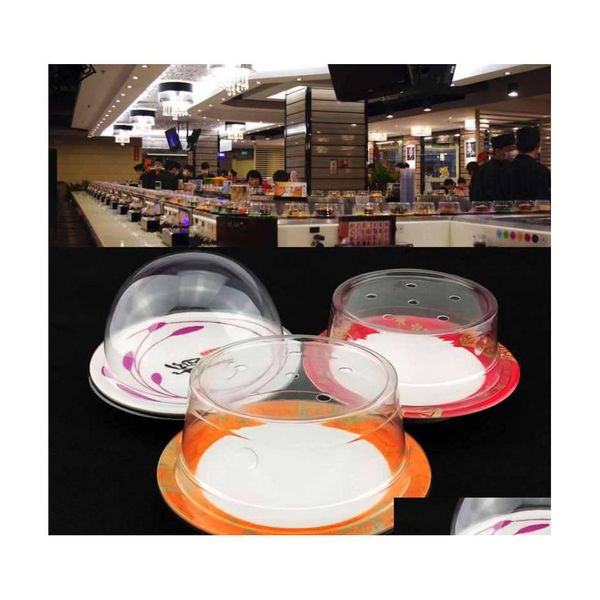 Voiture DVR Autres outils de cuisine Couvercle en plastique pour plat à sushi Buffet Bande transporteuse Réutilisable Plaque à gâteau transparente Alimentaire Er Restaurant Accessoires D DDHK2N