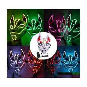 Auto DVR Andere motoraccessoires Maskers LED Mask Cat Face El Wire Light Festival Cosplay Kostuumdecoratie Grappige verkiezingsfeest Masker D DHFGK