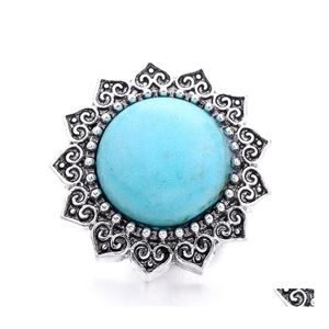 DVR de voiture Autres composants de bijoux de bouton-pression Tournesol Acrylique Turquoise 18 mm 20 mm Boutons-pression en métal Boutons adaptés au bracelet Noosa B1089 Drop Dhjqk