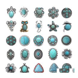 DVR de voiture Autres composants turquoise 18 mm Éléphant Hibou Croix Tortue Bouton pression en métal Ajustement Bijoux DIY Résultats de livraison directe Dhdri