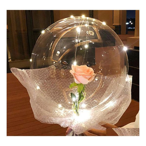 Voiture DVR Party Décoration LED Ballons Lumineux Transparent Rond Mousse Rose Bouquet Bobo Ball Anniversaire Mariage Saint Valentin 1027 Drop Deliv Dhpgo