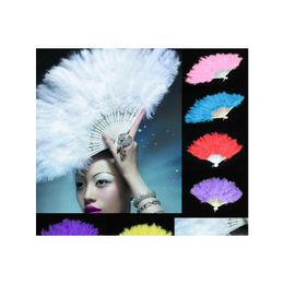 Auto DVR Party Favor Colorf Feather Fans Wedding Showgirl Dance Folding Hand Fan Bridal Accessories Drop Delivery Home Garden Feestelijke benodigdheden DHZ9J