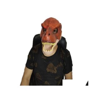 Auto DVR Party Maskers Dinosaur World Mask met opening Jaw Tyrannosaurus Rex Halloween Cosplay Kinderkinderen Kindercarnaval Props FL Helmhelm 2009 DH36D