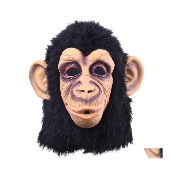 Car DVR Party Masks Funny Monkey Head Latex Masque fl face Adt Halloween Halloween Masquerade Fancy Disch Cosplay Looks Real197f Drop délivre dhtix