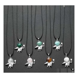 voiture dvr Pendentif Colliers 12 Pcs Pierre Naturelle Fée Esprit Collier Tendances Danseur Ange Angle Ailes Cristal Pendentifs Bijoux Chocker 18 Leat Dhu5V