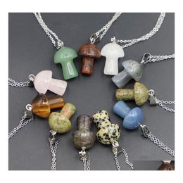 Auto DVR Hanger Kettingen mode Natuurlijke stenen champignon ketting schattig mini -standbeeld Reiki Charms Crafts Crafts sieraden whelsale drop levering pendan dhha4