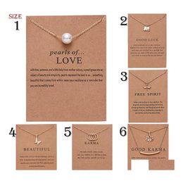 Auto DVR Hanger Kettingen Imitatie Pearl of Love Gold Color Butterfly Dragonfly Elephant sleutelbeen ketens Fashion Chain Necklace Women Card DHXK5