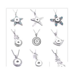 voiture dvr Pendentif Colliers Mix Sier Snap Button Charms Bijoux Strass Forme D'étoile Ronde Fit 18Mm Snaps Boutons Collier Pour Les Femmes Noosa D3 Dhgzm