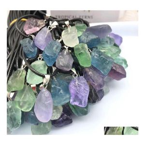 voiture dvr Pendentif Colliers Naturel Fluorite Cristal Collier Énergie Pierre Guérison Méditation Yoga Cadeau En Gros Drop Delivery Bijoux Pendentif Dhnl6