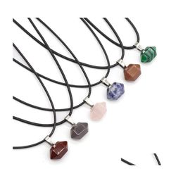 CAR DVR Collares Collares de piedra natural Hexagonal Tiger Eye Turquesa Turquoise Quartz Crystal for Women Reiki Heal Pendum Charms Rope Dr Dhouh