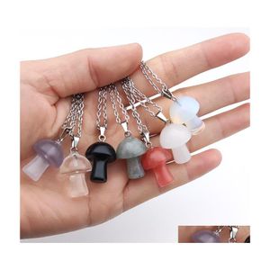 Voiture DVR Pendentif Colliers Naturel Pierre Champignon Cristal Collier Améthyste Quartz Chakra Pendo Guérison Bijoux Drop Livraison Pendentifs Dhfrv