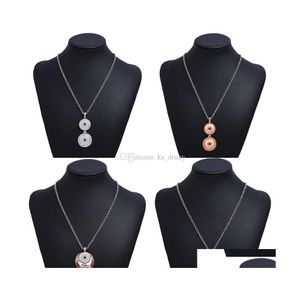 coche dvr Collares pendientes Noosa Sier Metal dorado Botón a presión Diy 18 mm Botones Joyería Bohemia Esperanza Amor Collar de cadena larga para mujeres niñas D Dhf3A