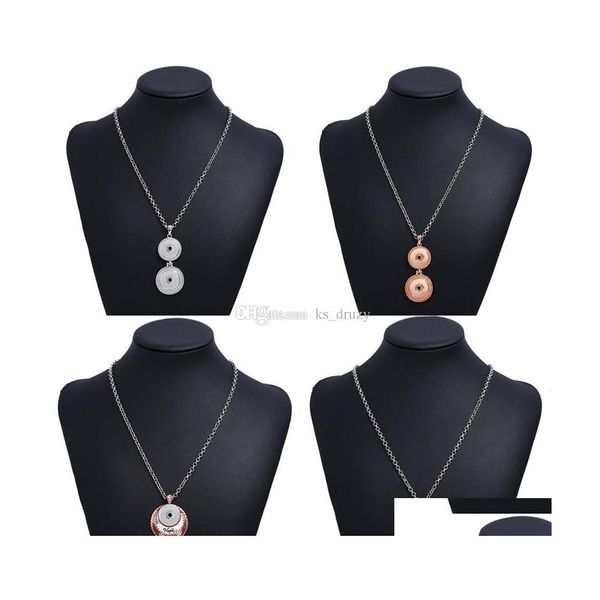 voiture dvr Pendentif Colliers Noosa Sier Or Métal Bouton Pression Diy 18Mm Boutons Bijoux Bohême Espoir Amour Longue Chaîne Collier Pour Femmes Filles D Dhf3A