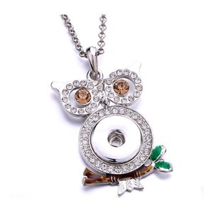 voiture dvr Pendentif Colliers Snap Bouton Bijoux Strass Or Sier Owl Forme Fit 18Mm Snaps Boutons Collier Pour Femmes Hommes Noosa Drop Delive Dhuzr