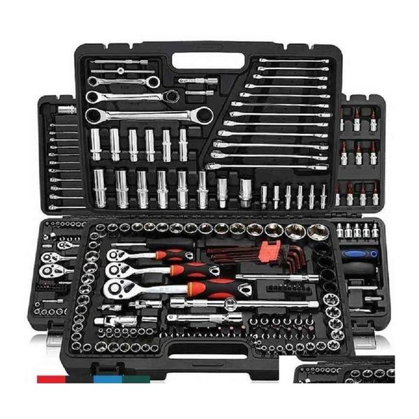 voiture dvr Ensembles d'outils à main professionnels 46pcs Kit de réparation de voiture Jeu de clés Tête à cliquet Cliquet Clé à douille Tournevis Travail des métaux H220510 Drop D Dhwua