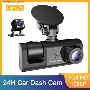 auto dvr Echte 1080P Auto Dash Cam DVR Rijden Recorder Dashcam 2/3 Lens Camera HD Nachtzicht Black Box Parkeren Monitoring Loop Recording Q231115