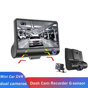 Enregistreur DVR de voiture 3 caméras 4 pouces Dash Cam enregistreur vidéo g-sensor Dashcam 170 degrés grand Angle Dash