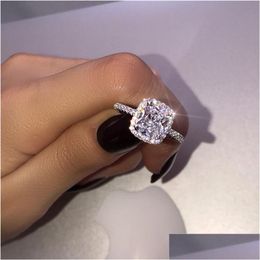 Coche Dvr Anillos Choucong Promise Ring 925 Sterling Sier Cushion Cut 3Ct Diamond Compromiso Banda Para Mujeres Hombres Joyería Drop Delivery Dhxdq