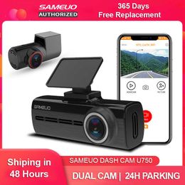 Auto dvr Sameuo Dvr Dash Cam Voor- en videorecorder Nachtzicht Auto Wifi App Achteruitrijcamera 24H Parking GPS Dashcam CameraHKD230701