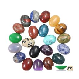 Auto DVR Steen 15x20mm Natuurlijke kwarts Agates Crystal Cabochon Flatback Ovale edelsteen voor ringoorbellen Sieraden maken Groothandel drop levering Dhy4T