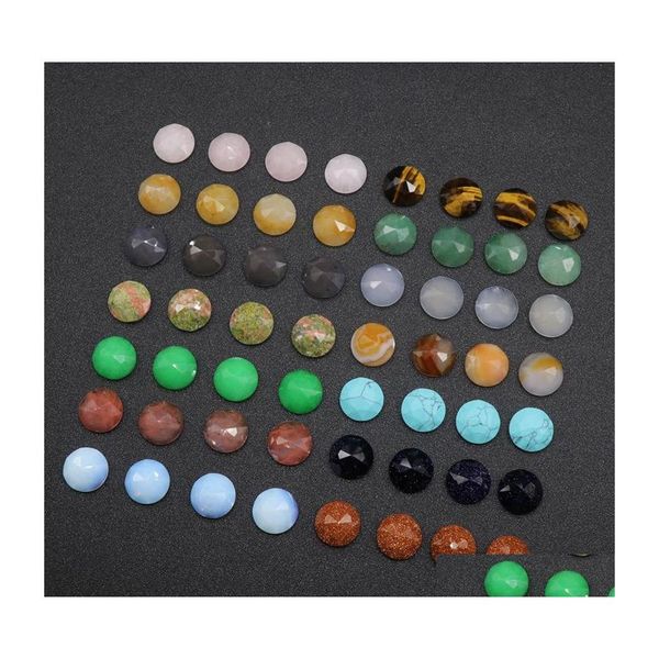 voiture dvr Pierre 16Mm Dos Plat Assortiment Lâche À Facettes Forme Ronde Cab Cabochons Perles Pour La Fabrication De Bijoux En Gros Drop Delivery Dhvyx