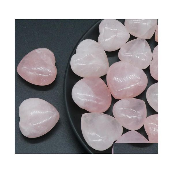 coche dvr Piedra 25Mm 30Mm Cuarzo rosa Amor Corazón Curación natural Cristal rosa Mascota Mas Accesorio Pieza de mano Piedra preciosa Reiki Decoración del hogar D Dhod8