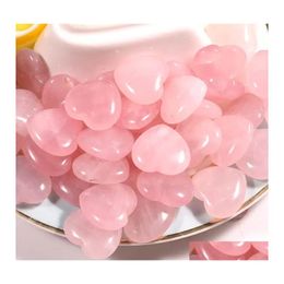 Auto DVR Stone Natural Pink Crystal Rose Quartz Ornamenten Uitgehouwen 20x8mm Hart Craft Chakra Reiki Healing Mineral Tumbled Gemstones Hand Home Dhbrf