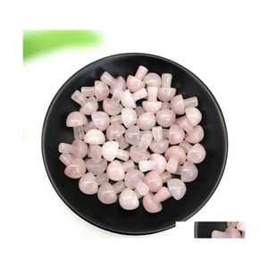 Auto DVR Stone Natural Pink Rose Quartz Gepolijste Canred Crystal Mini Mushroom Healing Reiki Mineraal Stand Ornament Home Decor Gift Deli Dhg9l