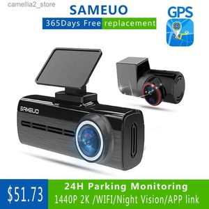 Car DVR U750 Pro Dash Cam Vista trasera GPS Auto Dashcam WIFI para cámara de automóvil 1440P 2K Grabador de video Reverse Dvr 24H Monitoreo de estacionamiento Q231115