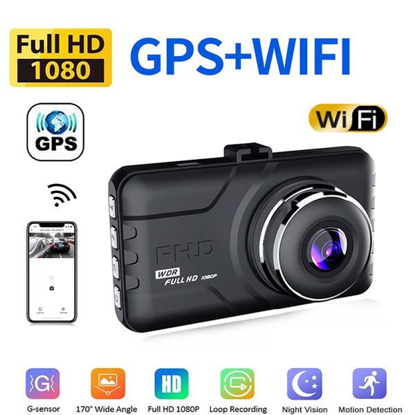 Voiture DVR WiFi Full HD 1080P Caméra de voiture Vision nocturne WDR GPS intégré Wi-Fi G-Sensor Détection de mouvement SD10