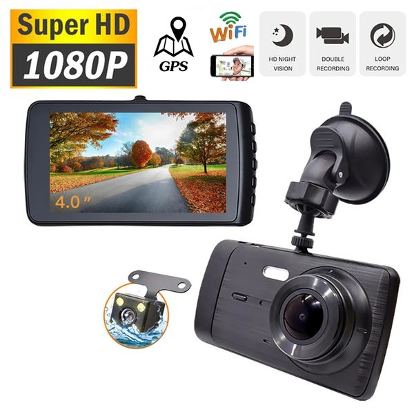 Voiture DVR WiFi GPS 4.0 pouces Full HD 1080P Dash Cam Caméra de recul Miroir Enregistreur vidéo Capteur de stationnement Vision nocturne Dashcam Black Box H809