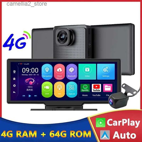 DVR para automóvil 10.26 pulgadas Coche DVR K700 Carplay Auto 4G + 64G Navegación GPS Tablero de instrumentos Lente dual Espejo retrovisor Grabador Dashcam ADAS 5G WiFi Q231115