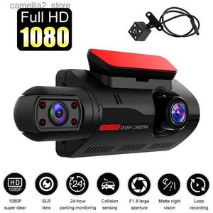 DVR de voiture 3.0In Dash Cam Voiture DVR 1080P Version nocturne Caméra de tableau de bord Double objectif Enregistreur vidéo Surveillance de stationnement Dashcam Miroir Enregistrement de conduite Q231115