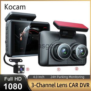 DVR de voiture 3 canaux Dash Cam 3 lentilles Enregistreur vidéo Dvr de voiture Dashcam DVR Boîte noire DVR à double objectif avec caméra de recul Moniteur de stationnement 24H x0804 x0804
