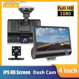 Auto DVR's 4 inch Black Box Auto DVR Dashcam Dash Camera IPS HD Scherm 1080P Dual Lens Video Recorder Voor + Achteruitrijcamera Dash Cam Q231115