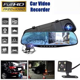 DVR de voiture 43In Dash Cam DVR de voiture 24H HD 1080P Caméra de tableau de bord Double objectif Enregistreur vidéo 1080P Cycle Dashcam Miroir Enregistreur de conduite x0804 x0804