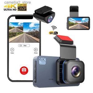 Auto DVR's 4K Dash Cam voor auto's Voor- en achteruitrijcamera voor voertuig WiFi autocamera Omgekeerd beeld auto-accessoires Auto DVR Dashcam Q231115