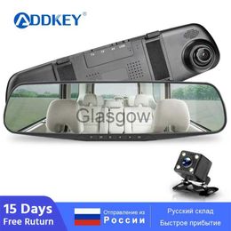 DVR de voiture ADDKEY FHD 1080P Caméra Dvr de voiture Auto 45 pouces Rétroviseur Enregistreur vidéo numérique Caméscope d'enregistrement à double objectif dash cam x0804 x0804