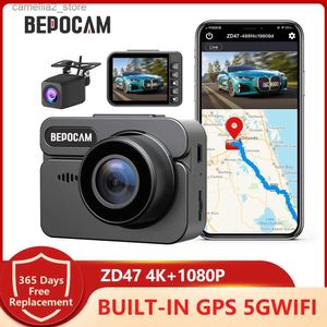 Auto DVR's BEPOCAM ZD47 Auto DVR Recorder 4K + 1080P Dual Lens Ingebouwde GPS Wifi Dash Cam Autos Video Dashcam Achteruitrijcamera voor auto's Q231115