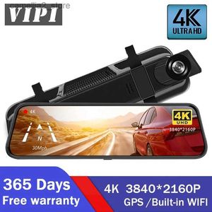 DVR de voiture DVR de voiture 10 pouces 4K GPS WIFI miroir Dash Cam double lentille Dashcam IPS écran caméra de voiture enregistreur de lecteur flux rétroviseur Q231115