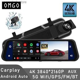 DVR de voiture Voiture Dvr 4K 3840 * 2160P Carplay Android Auto GPS 5G WIFI AUX Dash Cam Stream Rétroviseur Dashcam Caméra Lecteur Enregistreur FM Q231115