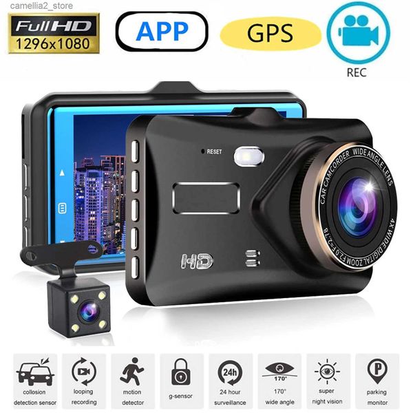 DVR para automóvil Coche DVR Dash Cam WiFi 4.0 Full HD 1080P Cámara de visión trasera Grabador de video para automóvil Auto DVR Dashcam Black Box GPS Track Accesorios para automóvil Q231115