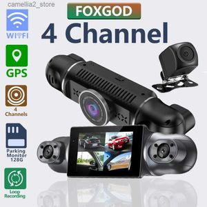 Car DVRS Car DVR Dashcam 4CH HD 4 * 1080P 24h Monitor de stationnement Enregistreur vidéo Vision nocturne Wifi GPS Dash Dash Toard Camer Black Box Loop Recording Q231115