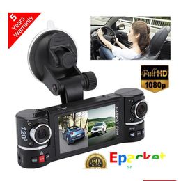 Coche Dvr Coche Dvr Dvrs 2.7 1080P HD CMOS Cámara Grabadora de video Dash Cam Gsensor Gps Lente dual Llega Drop Delivery Móviles Motocicletas Dhirf