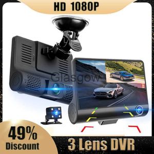 DVR de voiture Enregistreur vidéo DVR de voiture 4 '' Caméra Enregistreur numérique à 3 lentilles Vue arrière Moniteur de stationnement Vision nocturne Caméscope automatique Dash Cam x0804 x0804