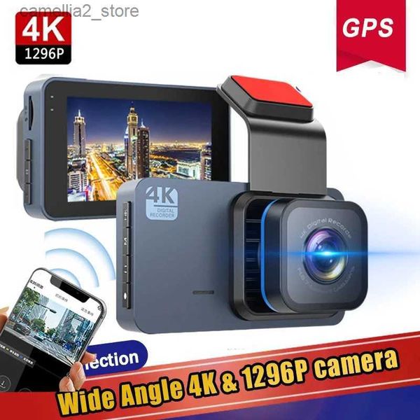 DVR para automóvil DVR para automóvil Wifi Cámara GPS IPS 4K 1296P Registrador de lente dual DashCam Videocámara para vehículo Grabadora de video 24 horas Monitor de estacionamiento Q231115